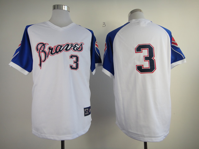 Men Atlanta Braves #3 Murphy White Throwback 1974 MLB Jerseys->atlanta braves->MLB Jersey